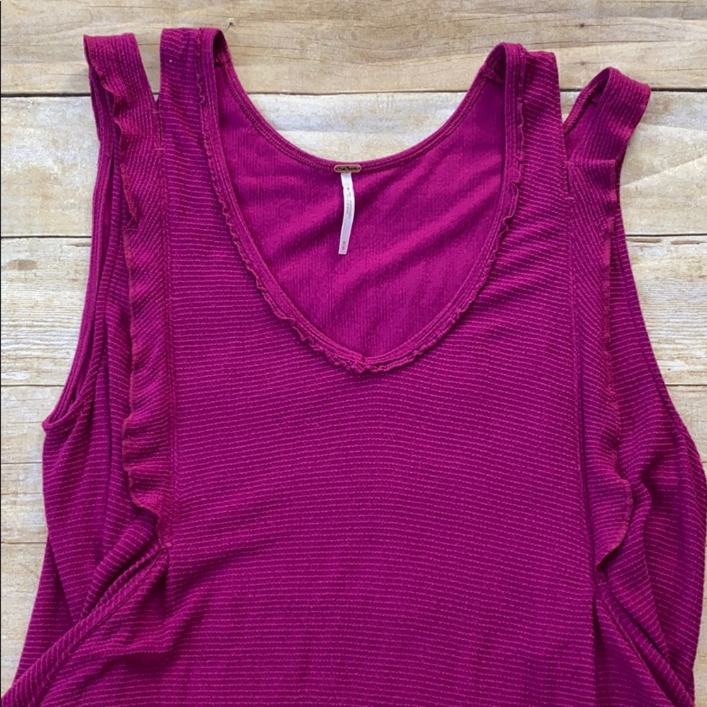 Free People Bondi Magenta Thermal Tank Size Med - Picture 3 of 9